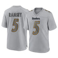 Tuec P.Steelers #5 Jalen Ramsey Player Gray Atmosphere Fashion Home Game Stitched Jerseys