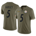 Tuec P.Steelers #5 Jalen Ramsey Player Olive Limited Salute To Service Home Game Stitched Jerseys