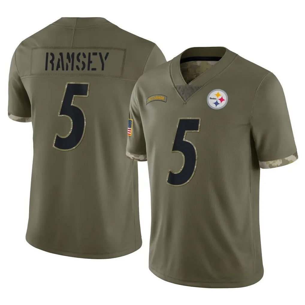 Tuec P.Steelers #5 Jalen Ramsey Player Olive Limited Salute To Service Home Game Stitched Jerseys