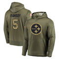 Tuec P.Steelers #5 Jalen Ramsey Player Olive Salute to Service Pullover Hoodie Home Game Stitched Jerseys