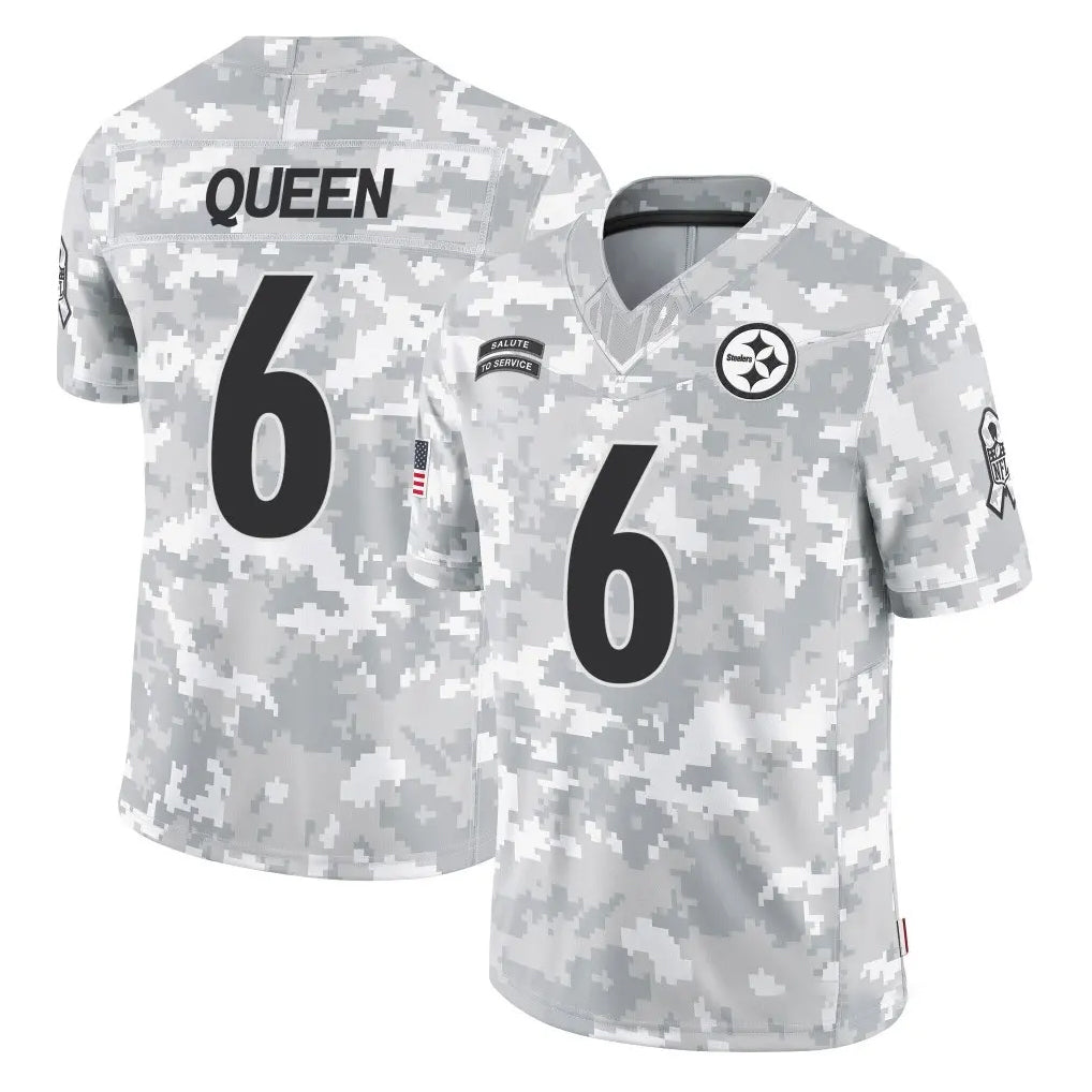 Tuec P.Steelers #6 Patrick Queen Player Arctic Camo Limited Salute To Service Home Game Stitched Jerseys