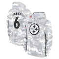 Tuec P.Steelers #6 Patrick Queen Player Arctic Camo Limited Salute to Service Pullover Hoodies Game Stitched Jerseys