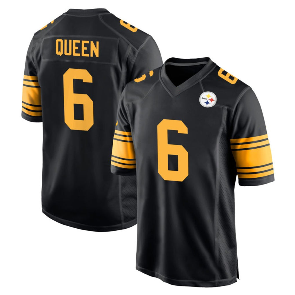 Tuec P.Steelers #6 Patrick Queen Player Black Color Rush Home Game Stitched Jerseys