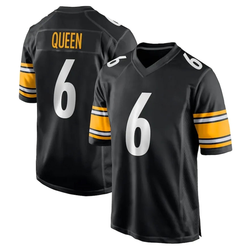 Tuec P.Steelers #6 Patrick Queen Player Black Home Game Stitched Jerseys