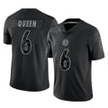 Tuec P.Steelers #6 Patrick Queen Player Black Reflective Limited Home Game Stitched Jerseys