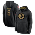 Tuec P.Steelers #6 Patrick Queen Player Black Salute to Service Hoodies Limited Game Stitched Jerseys