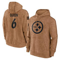 Tuec P.Steelers #6 Patrick Queen Player Brown Limited Salute to Service Pullover Hoodies Game Stitched Jerseys