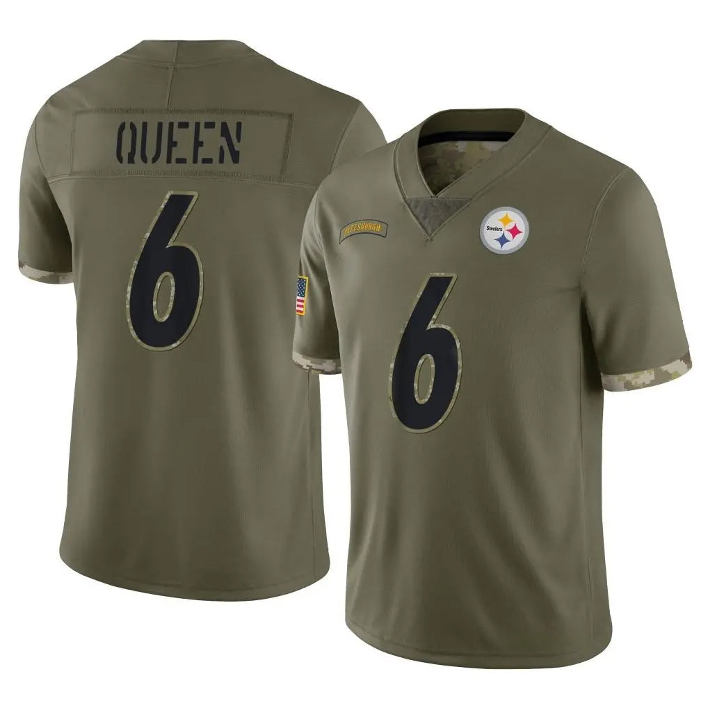Tuec P.Steelers #6 Patrick Queen Player Olive Limited Salute To Service Home Game Stitched Jerseys