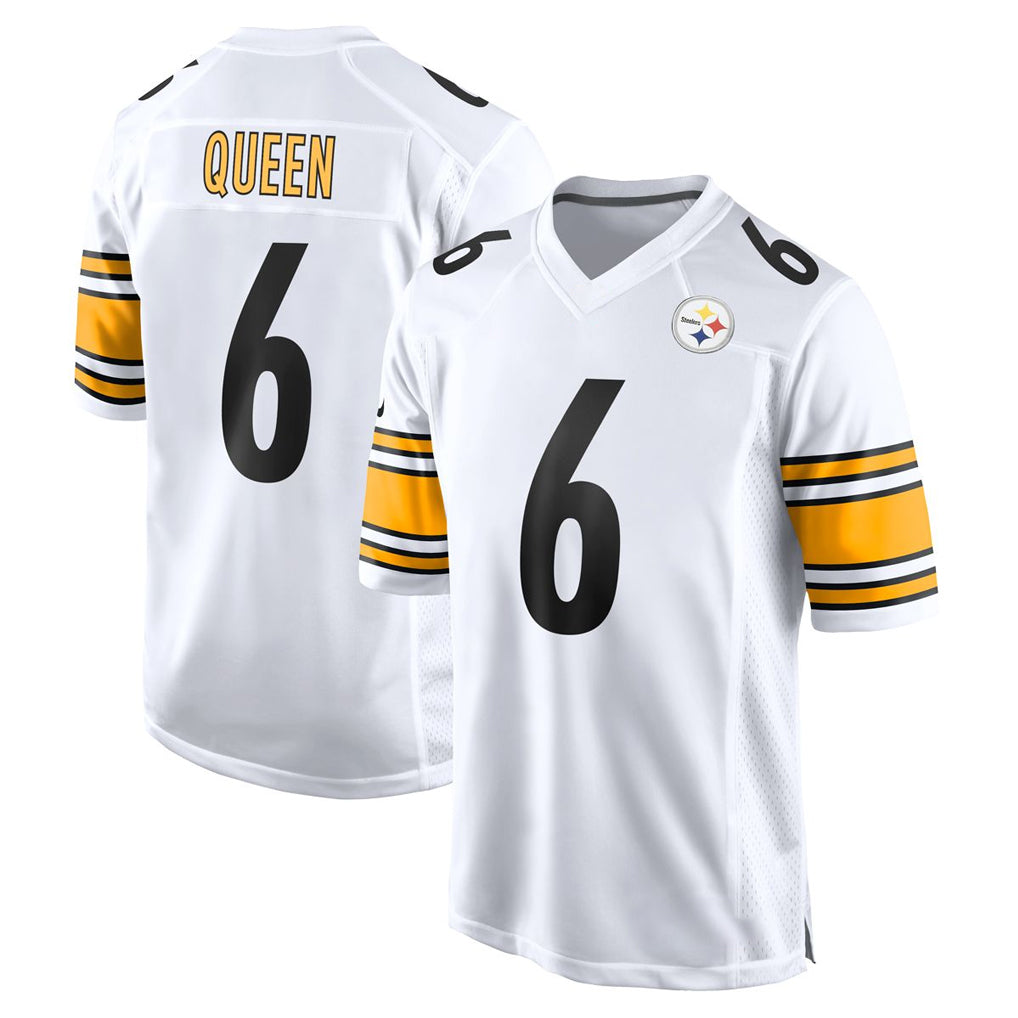 Tuec P.Steelers #6 Patrick Queen Player White Home Game Stitched Jerseys