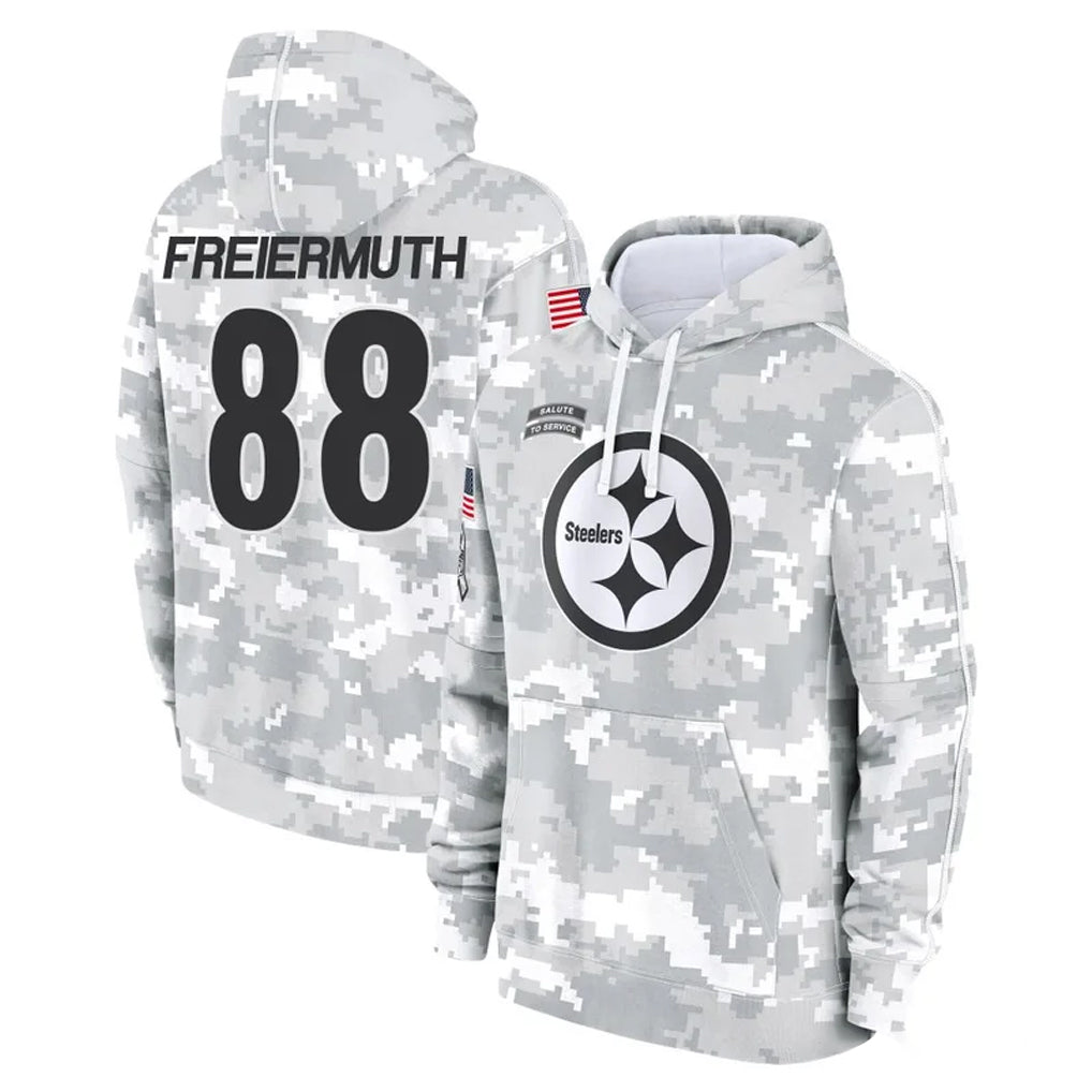 Tuec P.Steelers #88 Pat Freiermuth Player Arctic Camo Limited Salute to Service Pullover Hoodies Game Stitched Jerseys