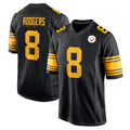 Tuec P.Steelers #8 Aaron Rodgers Player Black Color Rush Home Game Stitched Jerseys