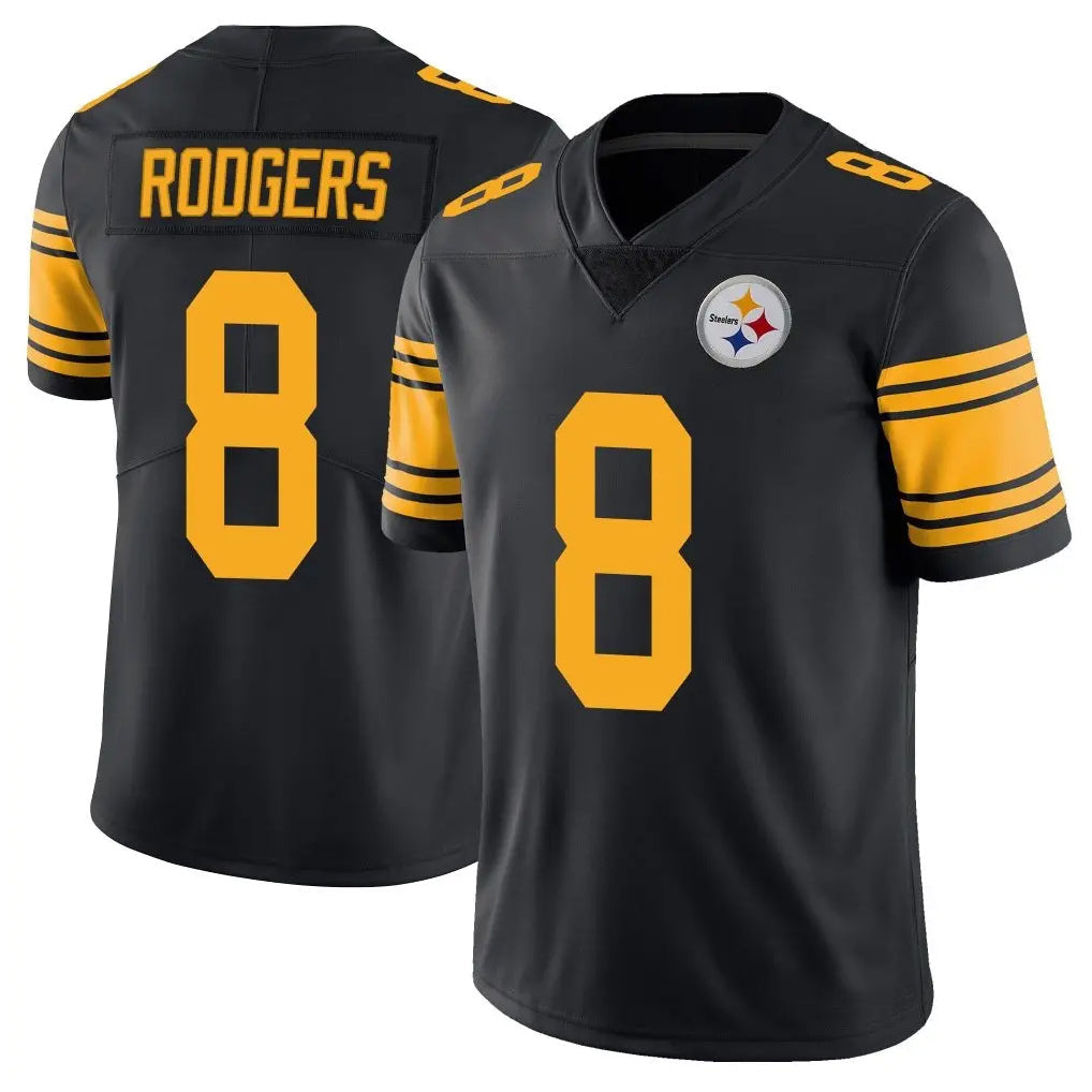 Tuec P.Steelers #8 Aaron Rodgers Player Black Limited Color Rush Home Game Stitched Jerseys