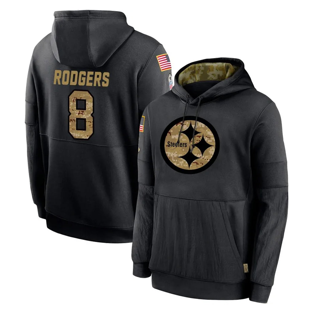 Tuec P.Steelers #8 Aaron Rodgers Player Black Salute to Service Hoodies Limited Game Stitched Jerseys