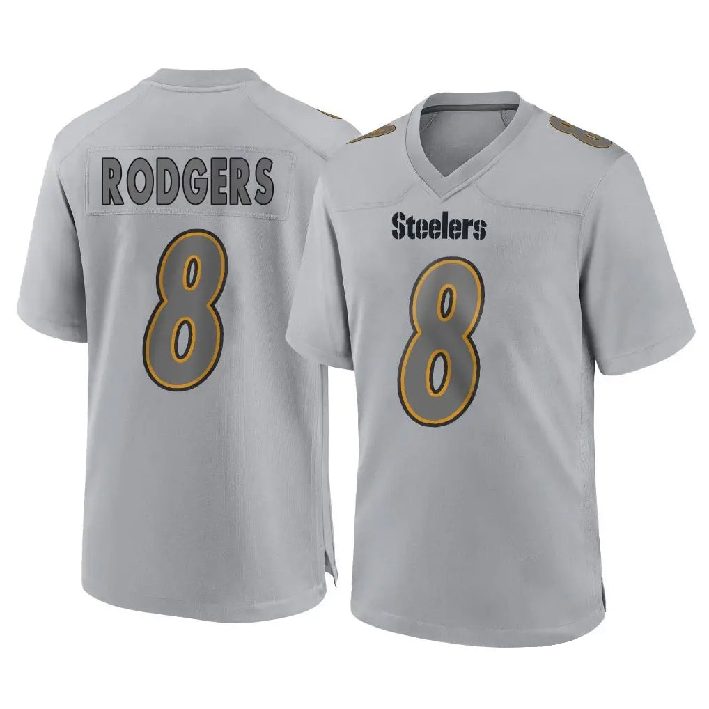 Tuec P.Steelers #8 Aaron Rodgers Player Gray Atmosphere Fashion Home Game Stitched Jerseys