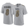 Tuec P.Steelers #8 Aaron Rodgers Player Gray Atmosphere Fashion Home Game Stitched Jerseys
