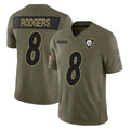 Tuec P.Steelers #8 Aaron Rodgers Player Olive 2025 Salute To Service Limited Home Game Stitched Jerseys