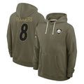 Tuec P.Steelers #8 Aaron Rodgers Player Olive Salute to Service Pullover Hoodies Limited Stitched Jerseys