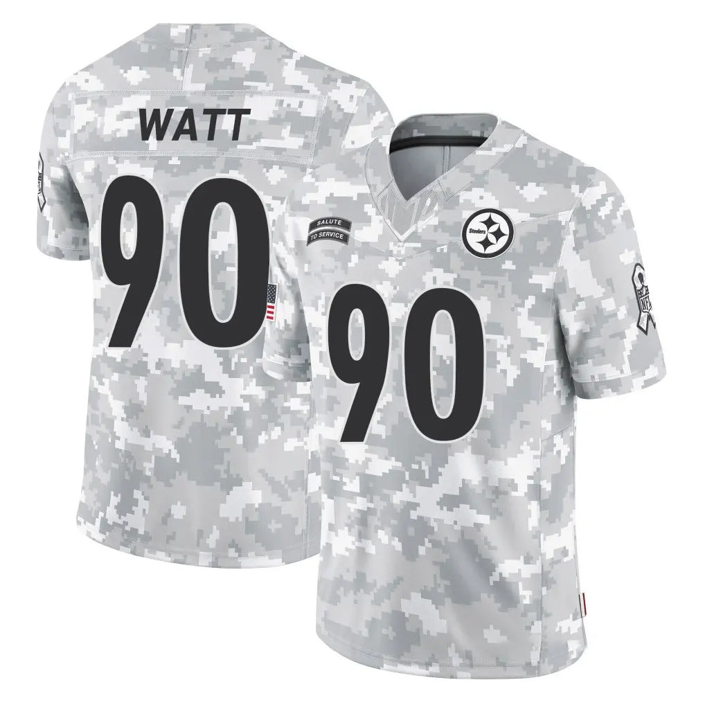Tuec P.Steelers #90 T.J. Watt Player Arctic Camo Limited Salute To Service Home Game Stitched Jerseys