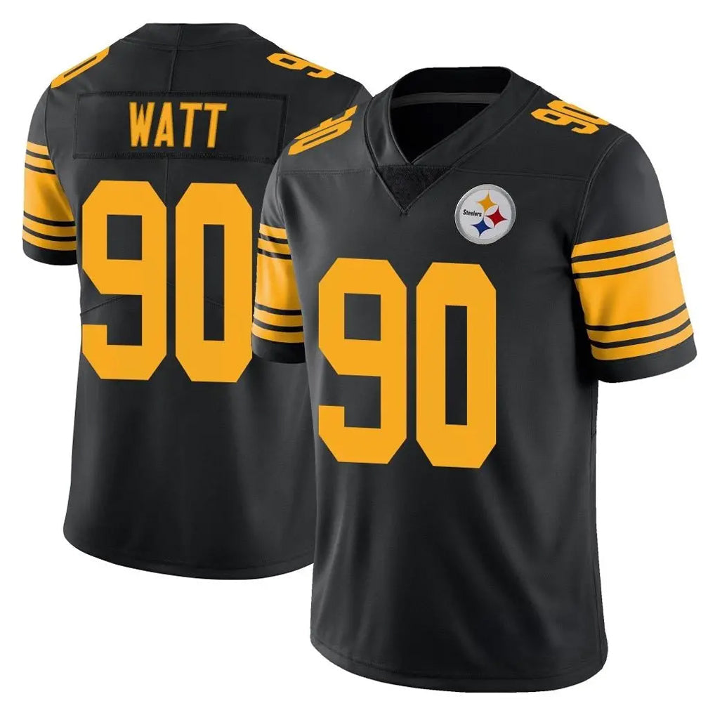 Tuec P.Steelers #90 T.J. Watt Player Black Limited Color Rush Home Game Stitched Jerseys