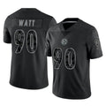 Tuec P.Steelers #90 T.J. Watt Player Black Reflective Limited Home Game Stitched Jerseys
