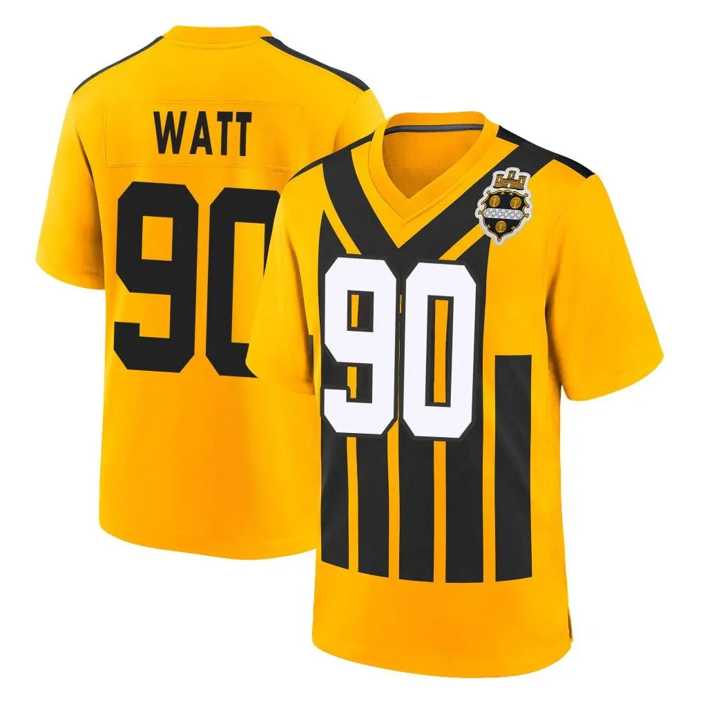 Tuec P.Steelers #90 T.J. Watt Player Gold Limited 1933 Throwback Home Game Stitched Jerseys
