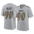 Tuec P.Steelers #90 T.J. Watt Player Gray Atmosphere Fashion Home Game Stitched Jerseys