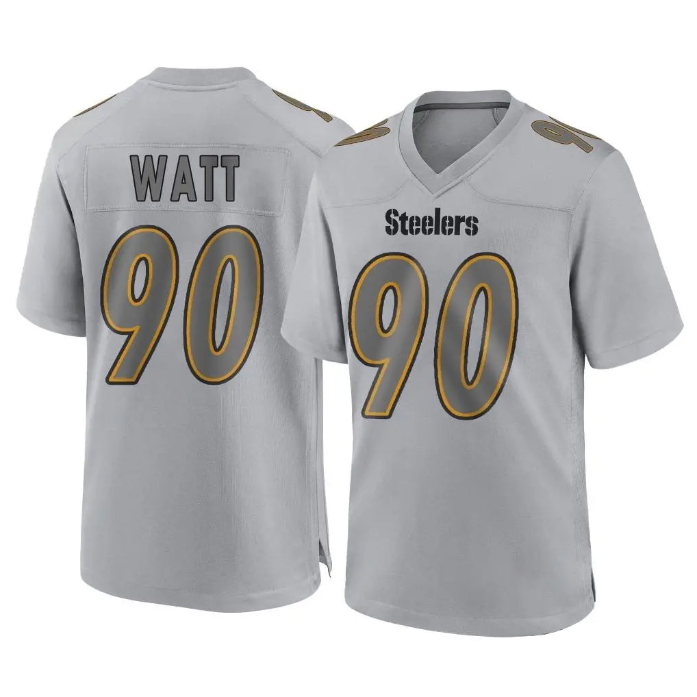 Tuec P.Steelers #90 T.J. Watt Player Gray Atmosphere Fashion Home Game Stitched Jerseys