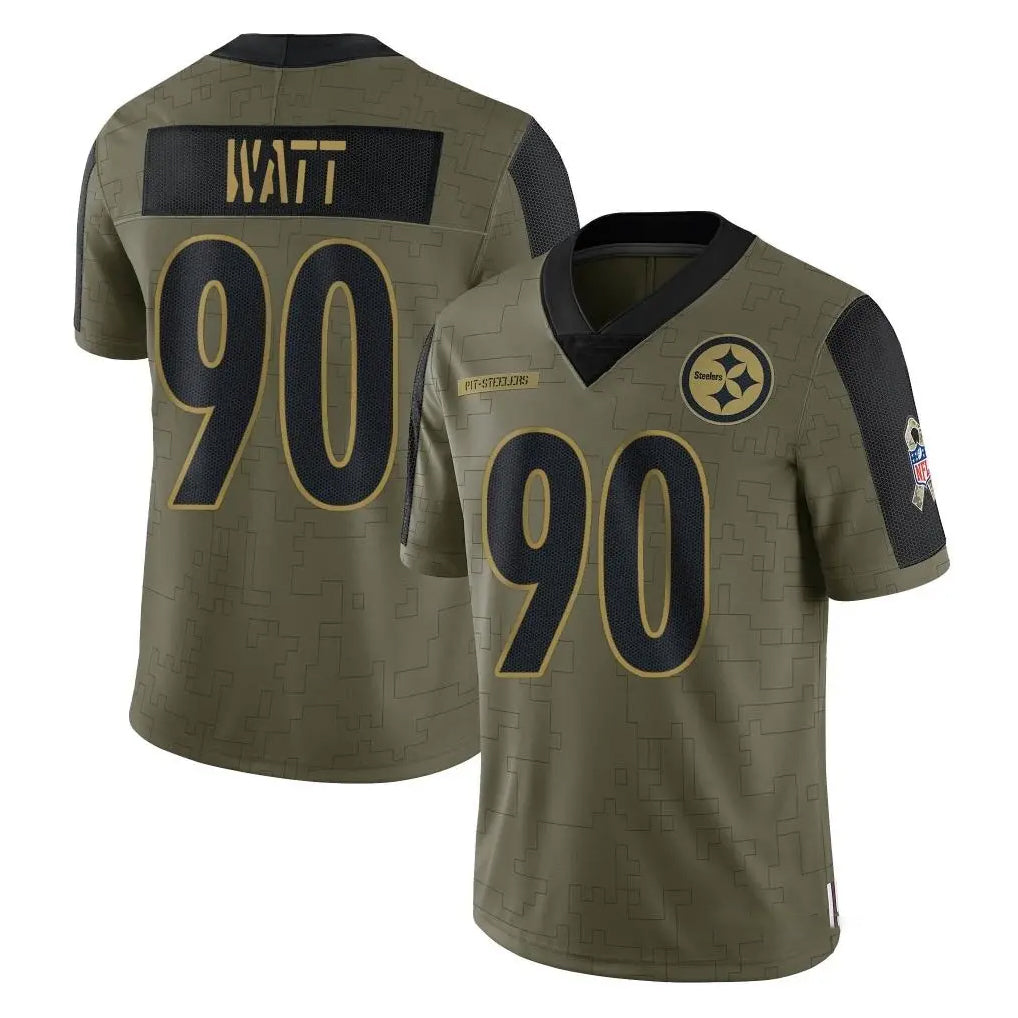 Tuec P.Steelers #90 T.J. Watt Player Olive Salute To Service Limited Game Stitched Jerseys