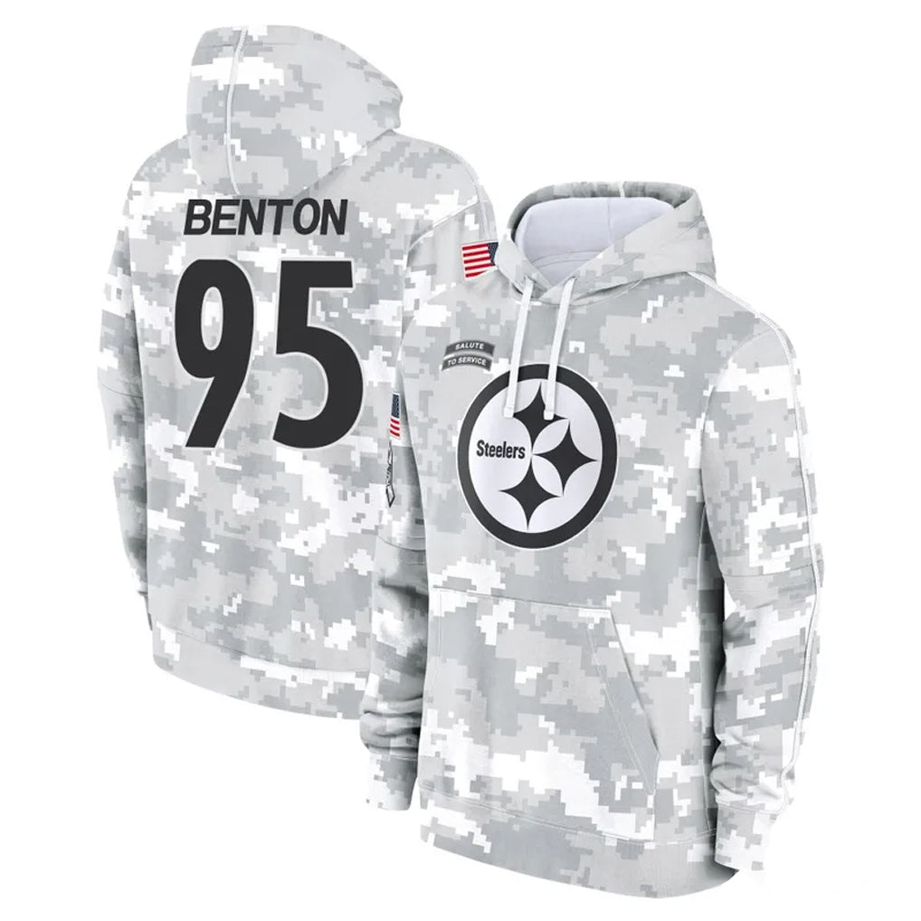Tuec P.Steelers #95 Keeanu Benton Player Arctic Camo Limited Salute to Service Pullover Hoodies Game Stitched Jerseys