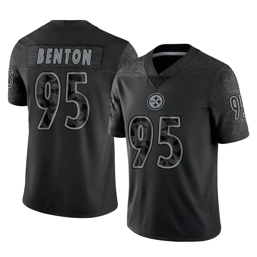 Tuec P.Steelers #95 Keeanu Benton Player Black Reflective Limited Home Game Stitched Jerseys