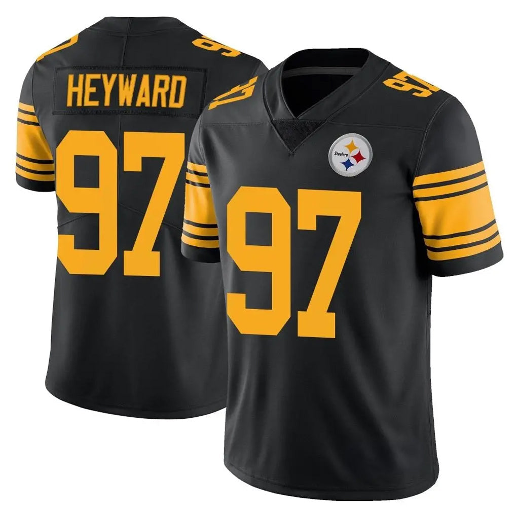 Tuec P.Steelers #97 Cameron Heyward Player Black Limited Color Rush Home Game Stitched Jerseys