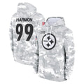 Tuec P.Steelers #99 Derrick Harmon Player Arctic Camo Limited Salute to Service Pullover Hoodies Game Stitched Jerseys