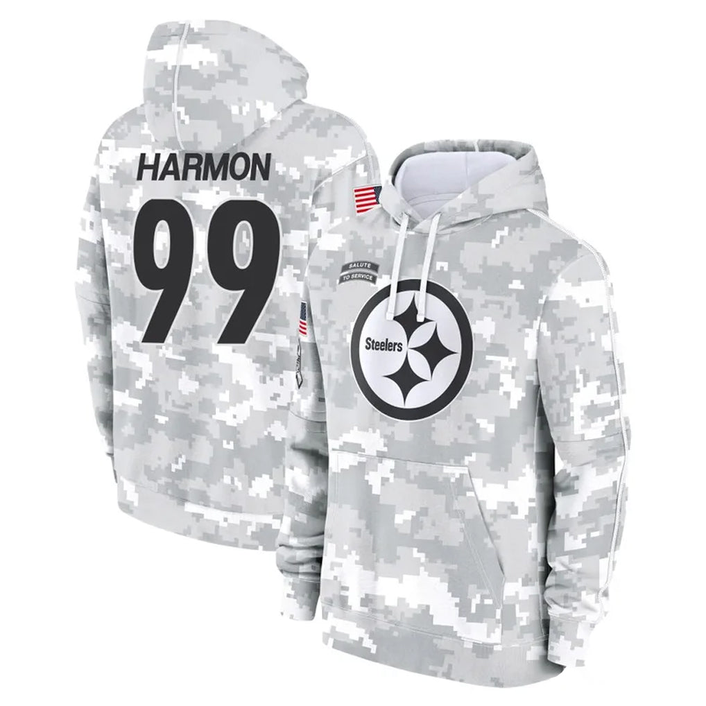 Tuec P.Steelers #99 Derrick Harmon Player Arctic Camo Limited Salute to Service Pullover Hoodies Game Stitched Jerseys