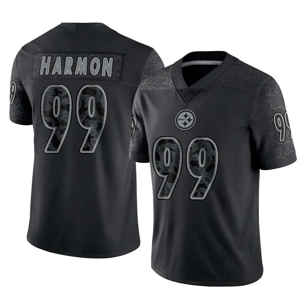 Tuec P.Steelers #99 Derrick Harmon Player Black Reflective Limited Home Game Stitched Jerseys