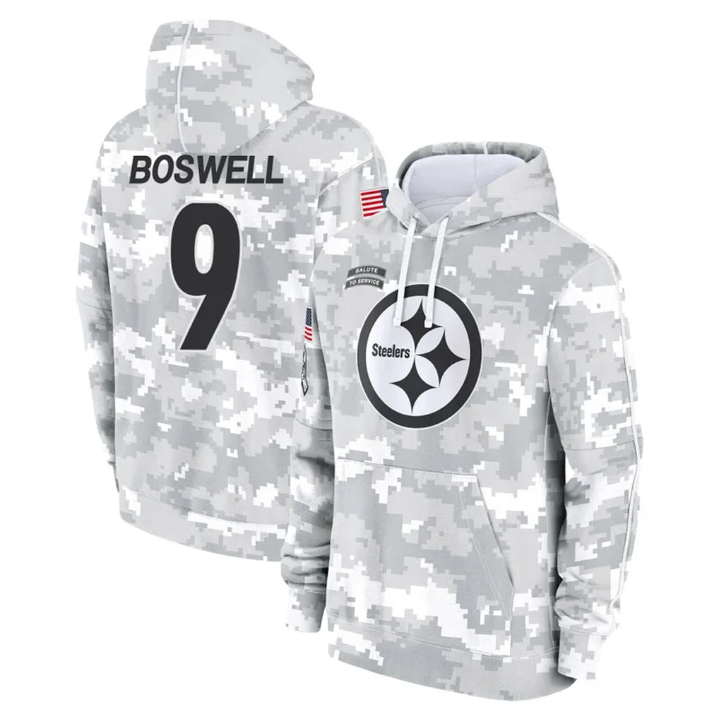 Tuec P.Steelers #9 Chris Boswell Player Arctic Camo Limited Salute to Service Pullover Hoodies Game Stitched Jerseys