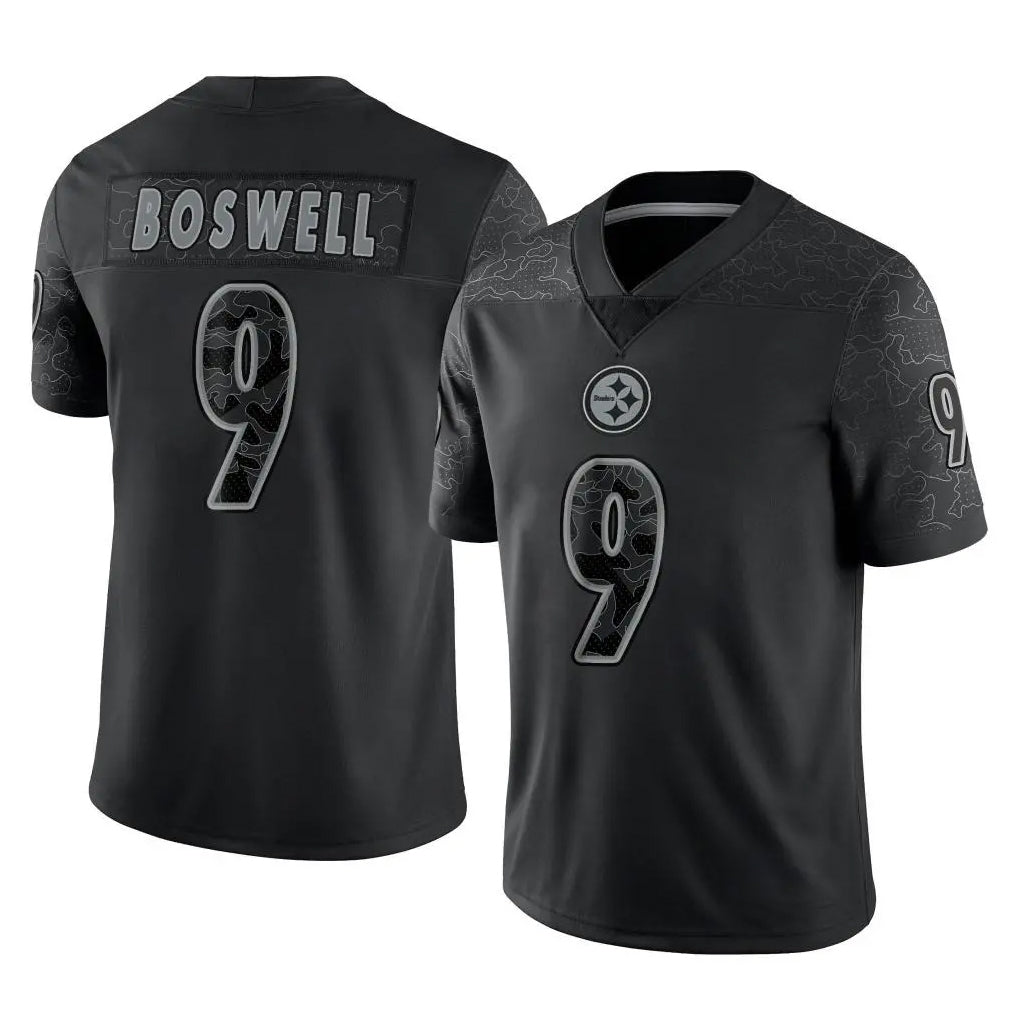 Tuec P.Steelers #9 Chris Boswell Player Black Reflective Limited Home Game Stitched Jerseys