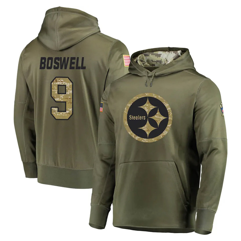 Tuec P.Steelers #9 Chris Boswell Player Olive Salute to Service Pullover Hoodie Home Game Stitched Jerseys