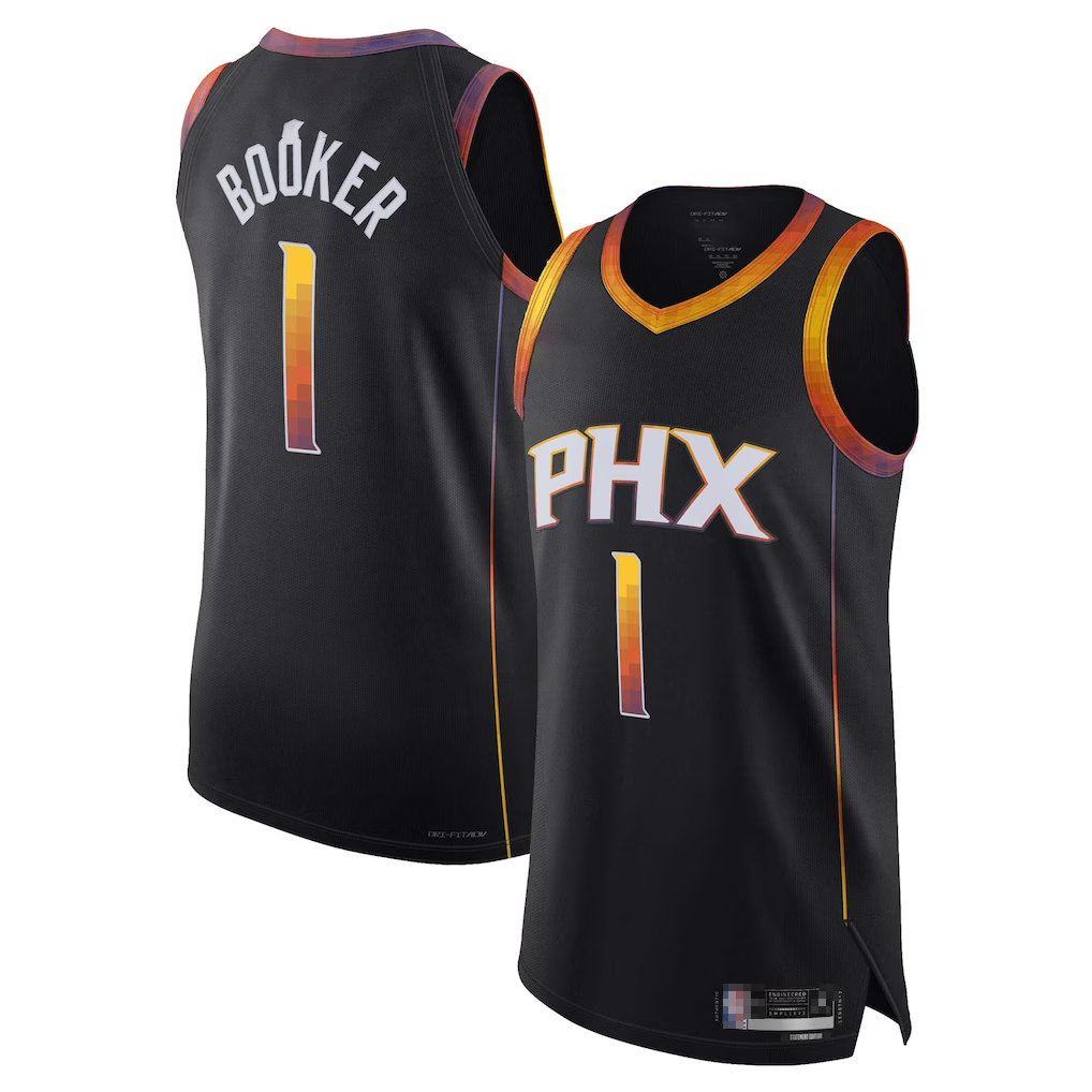 tuec P.Suns #1 Devin Booker Black Authentic Player Jerseys - Statement Edition