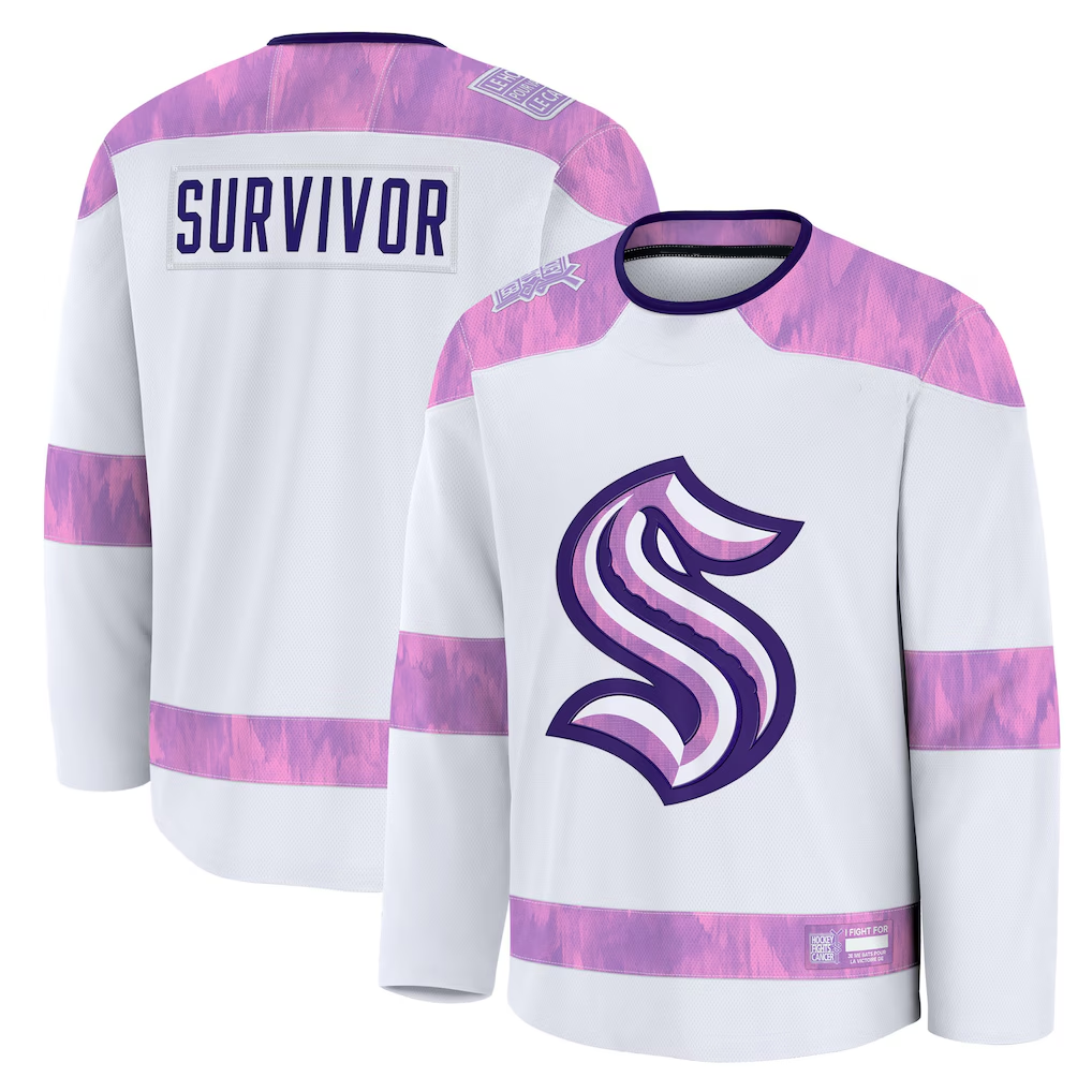Tuec S.Kraken White Hockey Fights Cancer Survivor Practice Jerseys