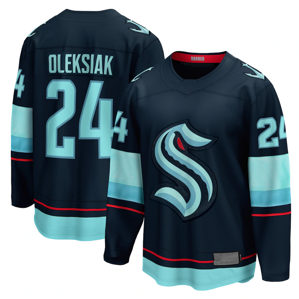 Tuec S.Kraken #24 Jamie Oleksiak Deep Sea Blue Home Breakaway Player Jerseys