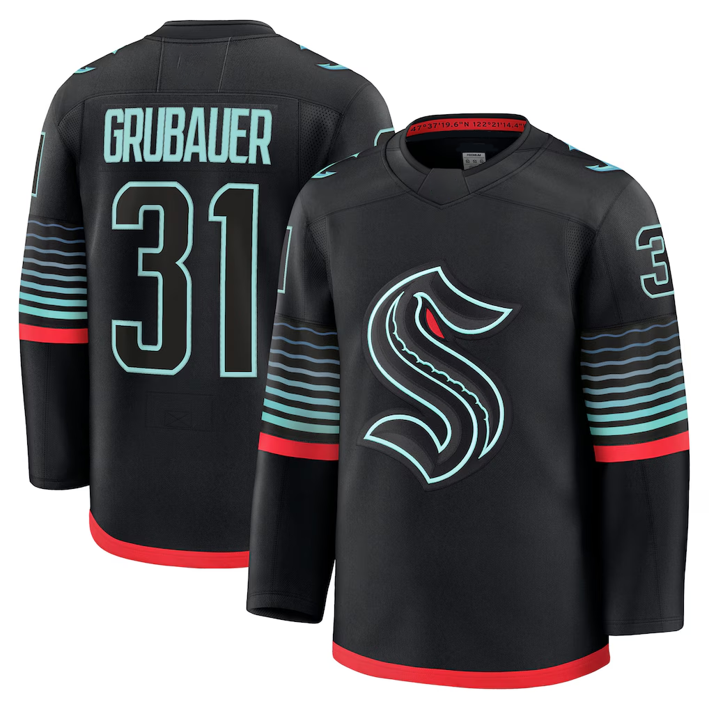 Tuec S.Kraken #31 Philipp Grubauer Black Alternate Premium Player Jerseys