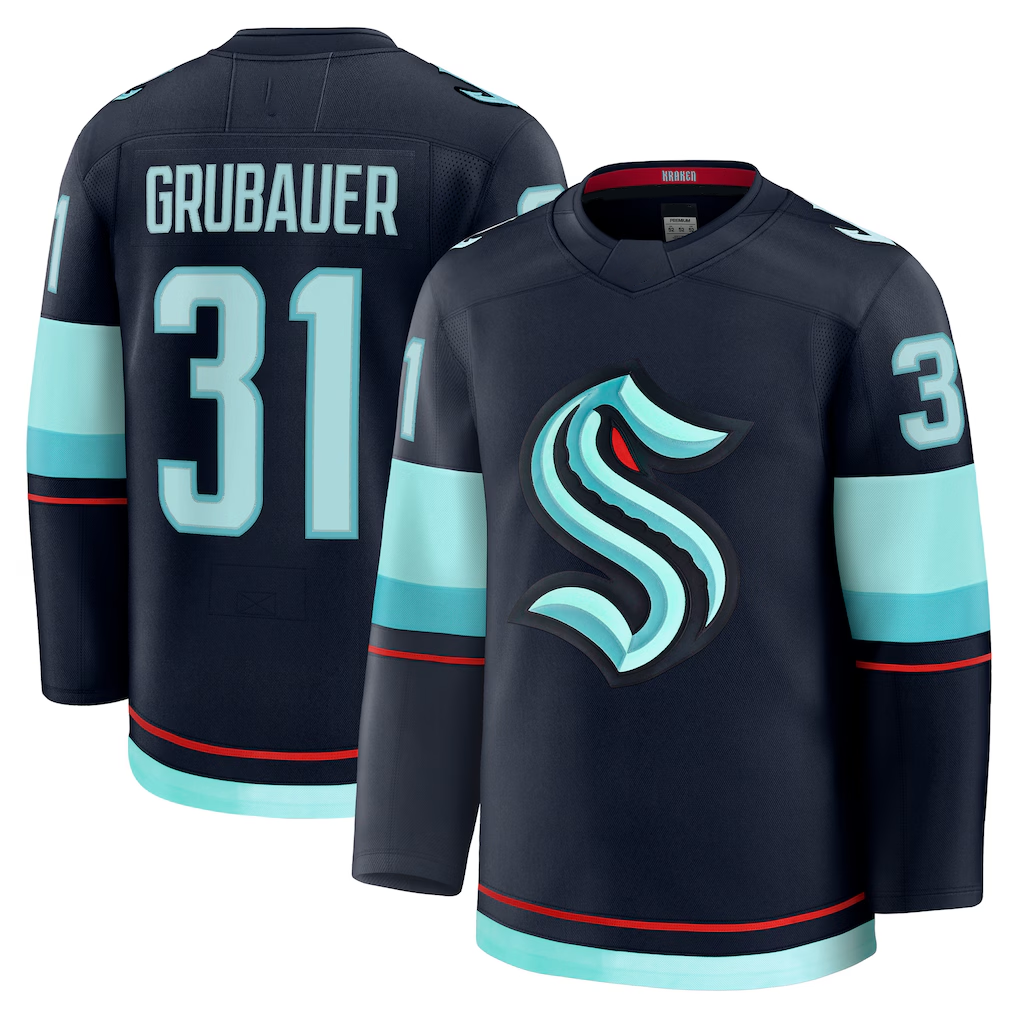 Tuec S.Kraken #31 Philipp Grubauer Deep Sea Blue Home Premium Jerseys