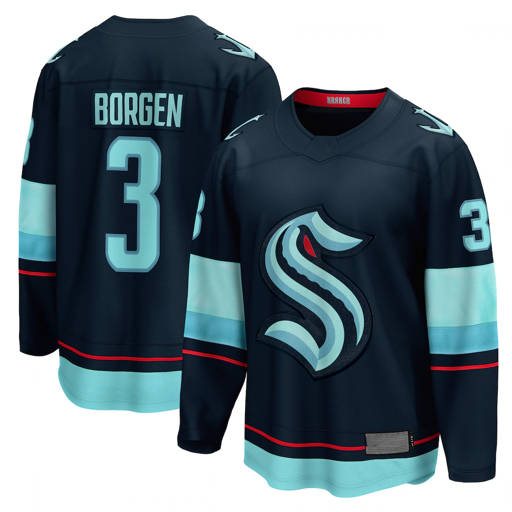 Tuec S.Kraken #3 Will Borgen Deep Sea Blue Home Breakaway Player Jerseys