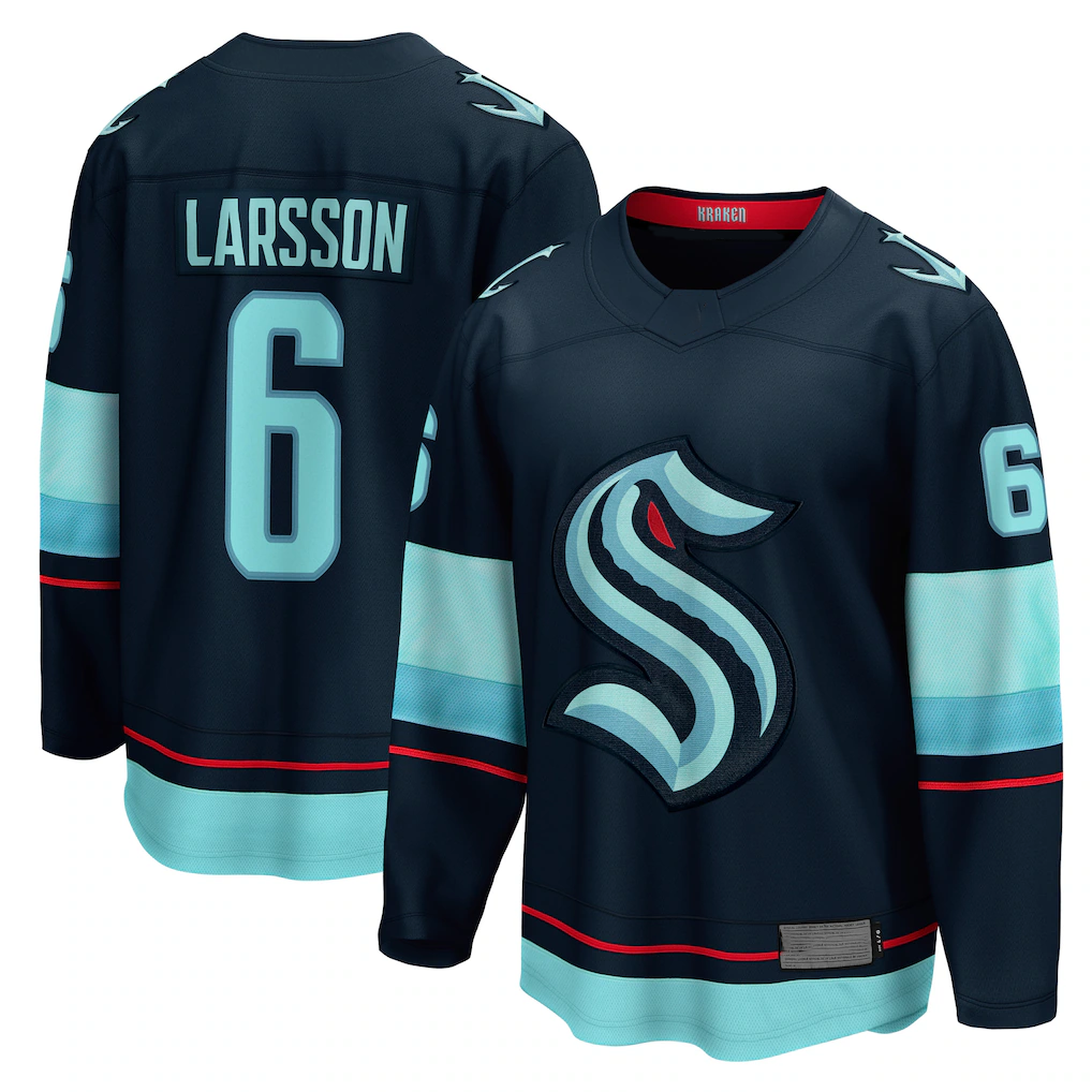 Tuec S.Kraken #6 Adam Larsson Deep Sea Blue Home Breakaway Player Jerseys