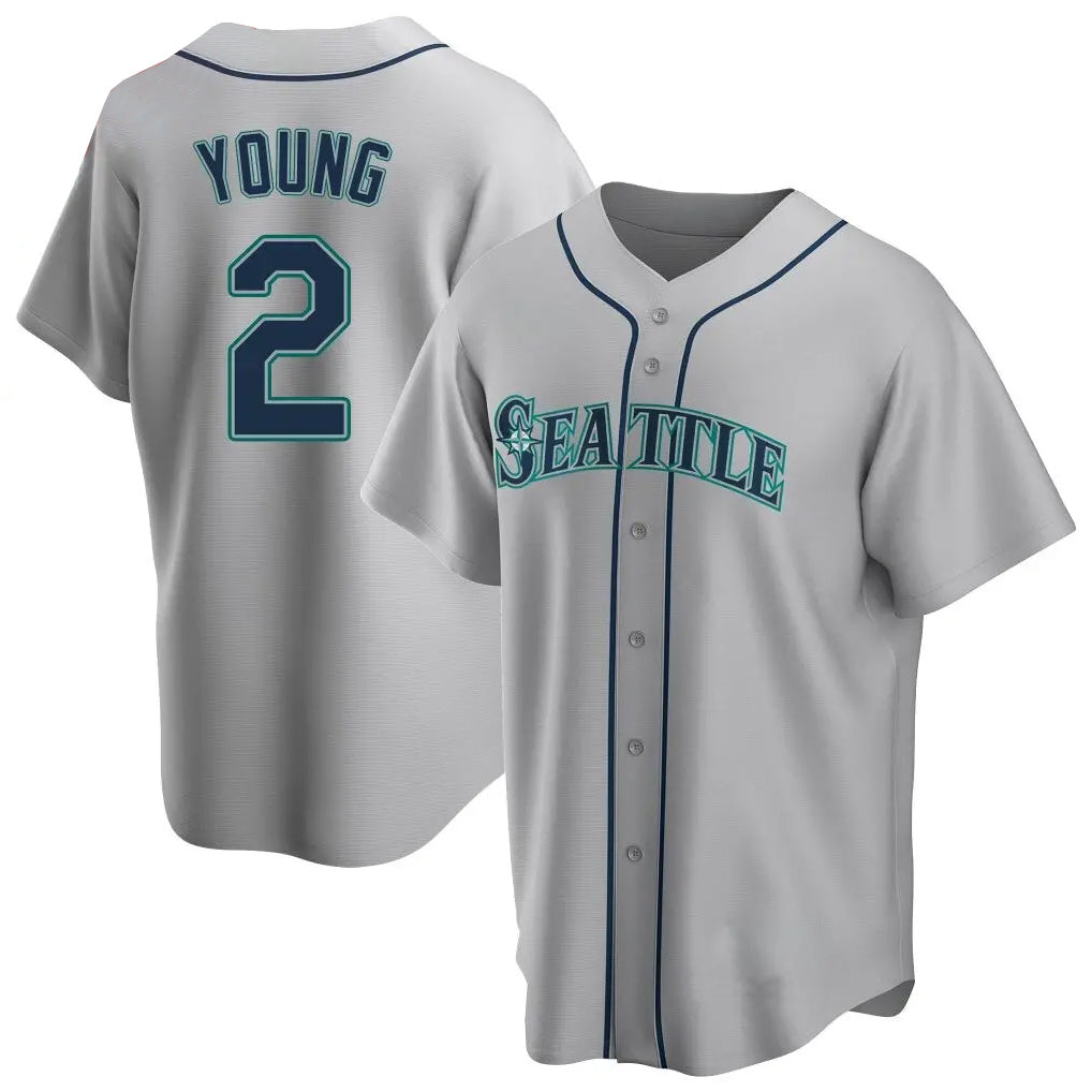 tuec S.Mariners #2 Cole Young Player Gray Home Game Stitched Jerseys