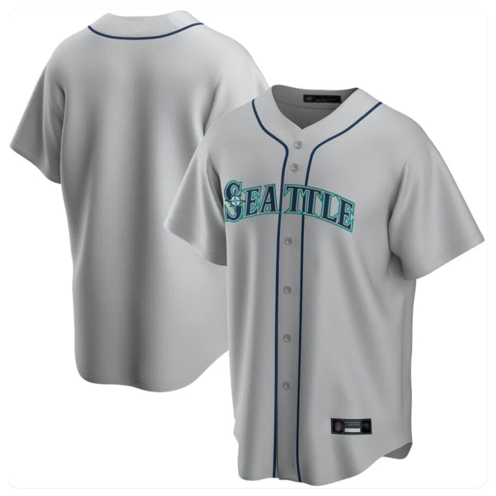 tuec S.Mariners Blank Player Gray Home Game Stitched Jerseys
