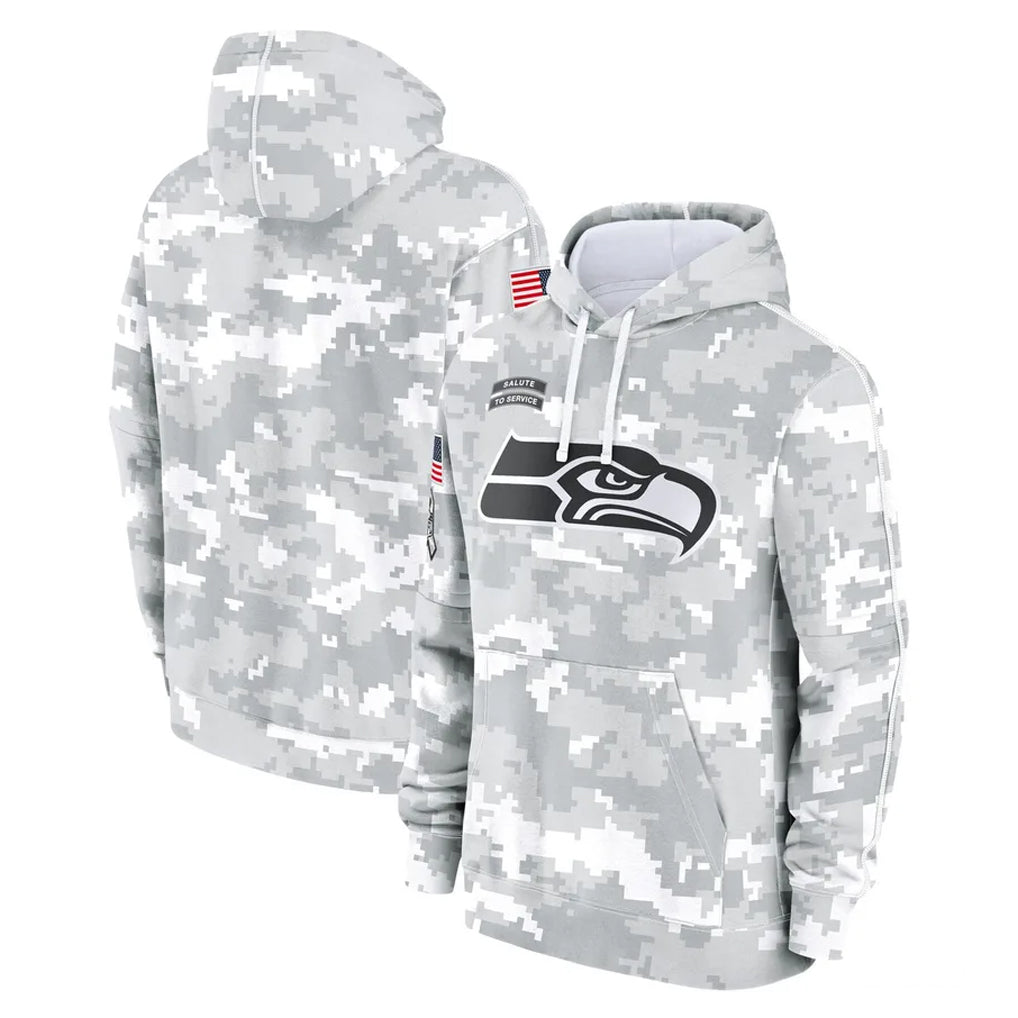 Tuec S.Seahawks Arctic Camo Limited Salute to Service Pullover Hoodies Game Blank Player Stitched Jerseys