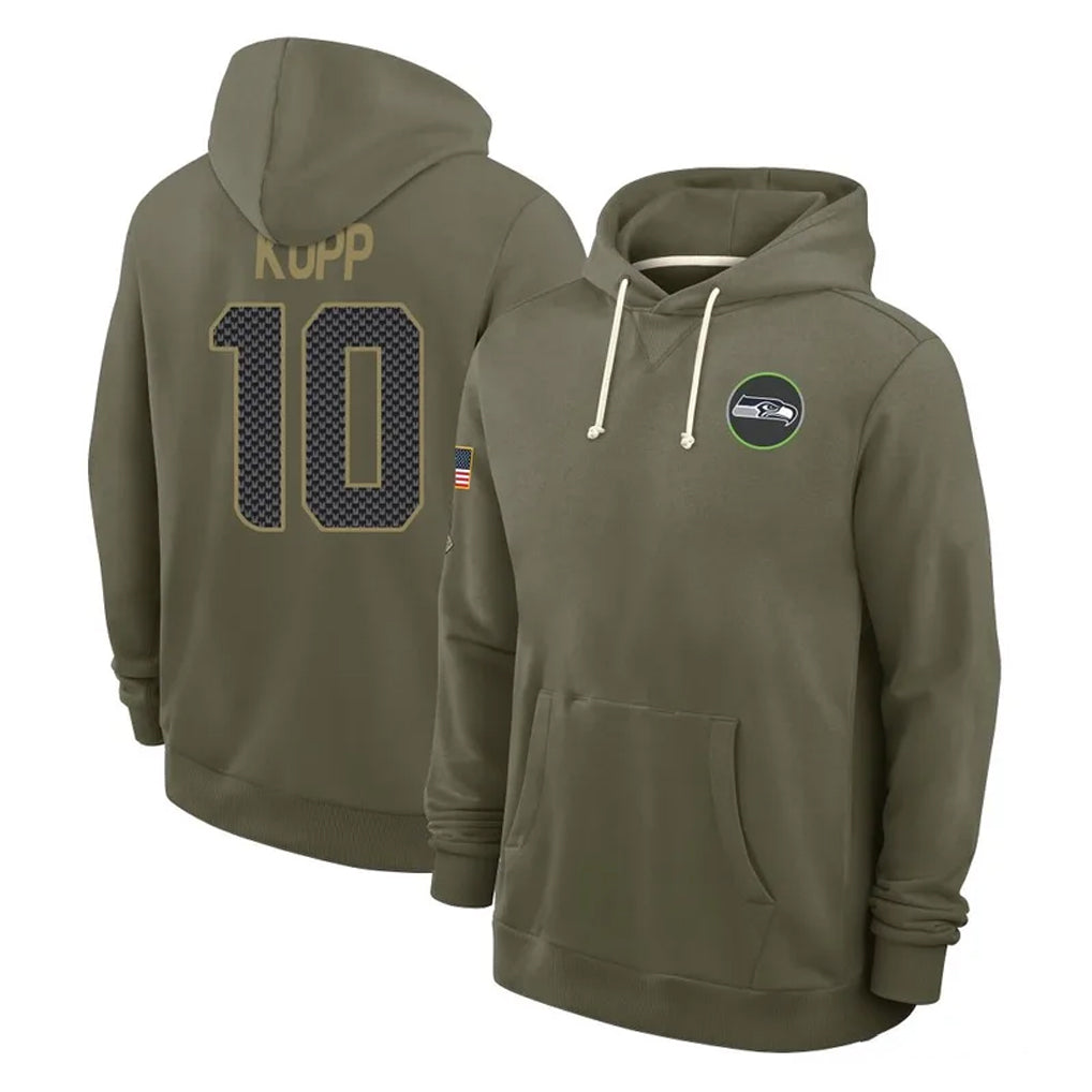 Tuec S.Seahawks #10 Cooper Kupp Player Olive Salute to Service Pullover Hoodies Limited Stitched Jerseys