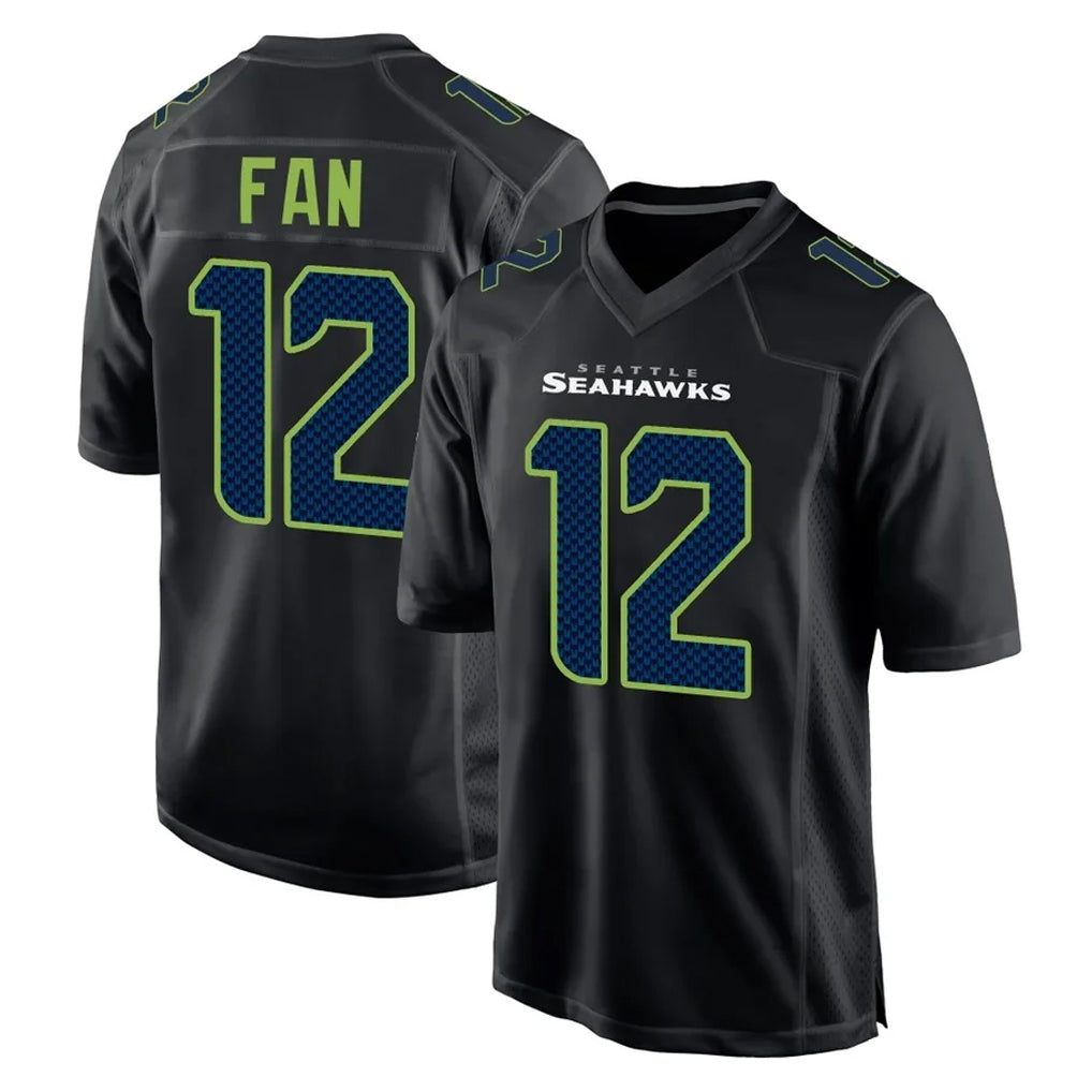 Tuec S.Seahawks #12 12th Fan Player Black Limited Fashion Home Game Stitched Jerseys