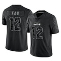 Tuec S.Seahawks #12 12th Fan Player Black Limited Reflective Home Game Stitched Jerseys